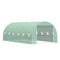 Outsunny Polytunnel Greenhouse with Mesh Windows, Walk-in Greenhouse, Green