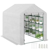 Outsunny Walk-in Garden Greenhouse Shelves Polytunnel Steeple Grow House