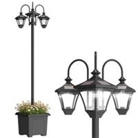 Outsunny 3-Head Solar Lamp Post Light Dusk-to-Dawn Sensor 185 cm Black