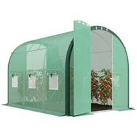 Outsunny Tunnel Greenhouse Upgraded Structure, Hinged Doors, 3 x 2 m, Green