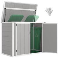 Outsunny 4.7 x 2.5FT Lockable Garden Shed, Double Bin Storage Shed, Grey