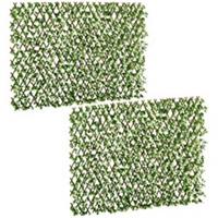 Outsunny 2 Pieces Decorative Trellis with Artificial Leaves, 2m x 1m, Eucalyptus