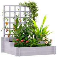 Outsunny 3 Tier Wooden Garden Planters with Trellis for Vine Climbing Plants