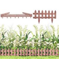Outsunny Pack of 12 Wooden Plant Border Fence Garden Fixed Picket Fence Brown