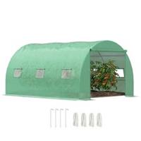 Outsunny Tunnel Greenhouse w/ PE Cover, Outdoor Plant House w/ Door & Window
