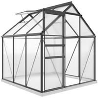 Outsunny Polycarbonate Walk-in Garden Greenhouse w/ Sliding Door Grey