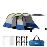Outsunny 2 Man Camping Tunnel Tent with Bedroom and Living Room, Green