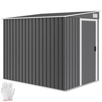 Outsunny 7 x 5FT Garden Shed w/ Foundation Lean to Metal Tool Shed Dark Grey