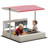 Outsunny Kids Wooden Sandbox w/ Canopy, Kitchen Toys, Seat, Storage, for Outdoor