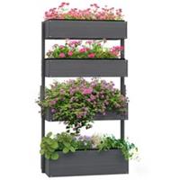 Outsunny 80cm x 45cm x 142cm Raised Garden Bed Wooden Plant Stand Grey