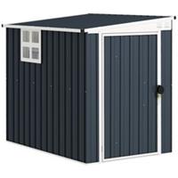 Outsunny 4 x 6ft Lean to Garden Storage Shed with Window, Dark Grey