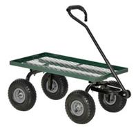 Garden Trolley Cart with Pneumatic Wheels and Rotating Handle, Green