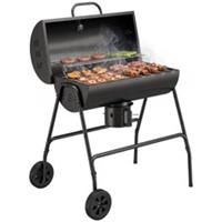 Outsunny Barrel Charcoal Barbecue BBQ Grill Trolley W/ Ash Catcher Thermometer