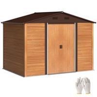 Outsunny 9.1x6.4ft Garden Shed, Tool Storage Sliding Door Wood Effect