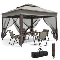 Outsunny Garden Folding Tent Heavy Duty Pop Up Gazebo for Party Light Grey