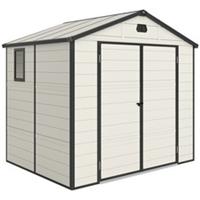 Outsunny 8 x 6ft Garden Shed Storage w/ Foundation Kit, Vents, Cream White