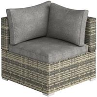 Outsunny Rattan Corner Sofa Garden Rattan Furniture Single Sofa Chair Dark Grey