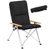 Outsunny Padded Camp Chair Outdoor High Back Folding Recliner with Bag Black