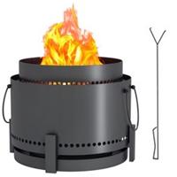 Outsunny 37cm Smokeless Wood Burning Firepit Metal Fire Pit, Dark Grey