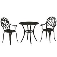 Outsunny 3PCs Bistro Set, Aluminium Garden Table and Chairs Black