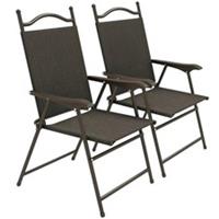 Outsunny Folding Chairs Set, Breathable Mesh Fabric Seat, Dark Brown