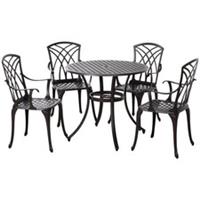 Outsunny 5 PCs Garden Dining Set for 4, Garden Furniture Bistro Set, Brown