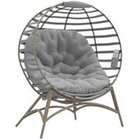 Outsunny Egg Chair w/ Cushion Steel Frame and Side Pocket, Light Grey