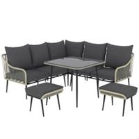 Outsunny 6 Piece Garden Furniture Set Garden Sofa with Cushions, Light Grey