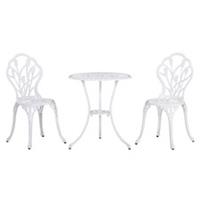 Outsunny 3 Piece Bistro Set, Aluminium Garden Furniture with Umbrella Hole