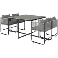 Outsunny Rattan Dining Set, Rattan Cube Dining Sets w/ Space-saving Design