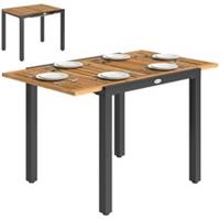Outsunny Garden Outdoor Acacia Patio Dining Table for 6 Expandable 80-120 cm