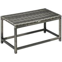 Outdoor Coffee Table w/ Plastic Board Under the Full Woven Table Top, Grey