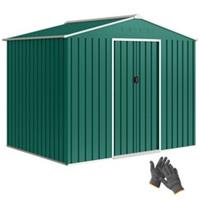 Outsunny 8 x 6ft Metal Garden Storage Shed with Double Sliding Door Green