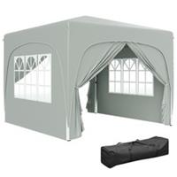 Outsunny 3 x 3(m) UPF50+ Pop Up Gazebo with Sides and Carry Bag, Light Grey