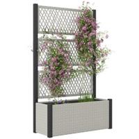 Outsunny Garden Planter Box with Trellis, Rattan Raised Bed, Mixed-grey