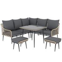 Outsunny 6 Piece Garden Furniture Set Garden Sofa with Cushions, Light Brown