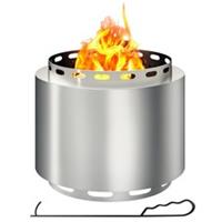 Outsunny 48.5cm Smokeless Wood Burning Firepit Stainless Steel Fire Pit, Silver