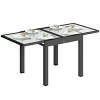 Outsunny Extendable Garden Outdoor Dining Table Patio Table, Black Clear