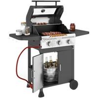 Outsunny 3 Burner Propane Gas BBQ Grill with See-through Lid and Thermometer
