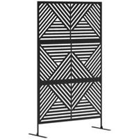 Outsunny Decorative Outdoor Divider Privacy Panel with Stand, Rhombus Black
