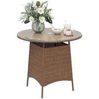 Outsunny Patio Furniture Rattan Garden Table with Umbrella Hole, Refurbished