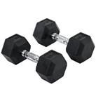 HOMCOM Hexagonal Dumbbells Kit Weight Lifting Exercise for Home Fitness 2x10kg