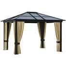 Outsunny 3 x 3.6m Hardtop Gazebo Canopy with Mosquito Netting and Curtains