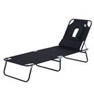2PC Sun Lounger Reclining Folding Sunbed Chair Bed Head Rest Folding