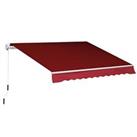 Outsunny 2.5m x 2m Garden Patio Manual Awning Canopy w/ Winding Handle Red