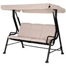 Outsunny Outdoor 3-person Garden Metal Padded Porch Swing Chair Bench, Beige