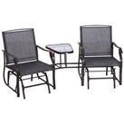 Outsunny Double Glider Companion Rocking Garden Chairs Loveseat Grey and Brown