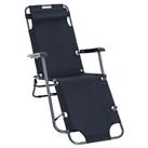 Outsunny 2 in 1 Outdoor Folding Sun Lounger w/ Adjustable Back and Pillow Black