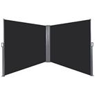 Outsunny Retractable Double Side Awning Screen Fence Privacy Dark Grey, 6x1.8m
