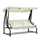 Outsunny 3 Seater Swing Chair for Outdoor w/ Adjustable Canopy, Cream White